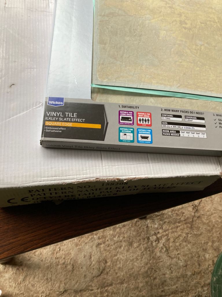 Vinyl slate effect adhesive tiles