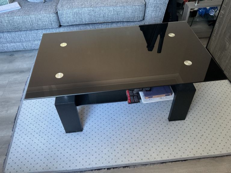 Black glass coffee table 