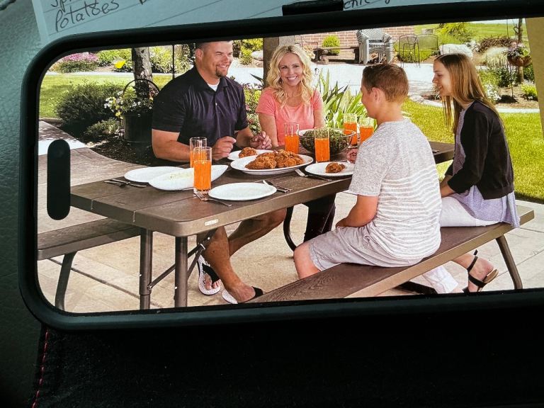 Garden bench table and bench seats
