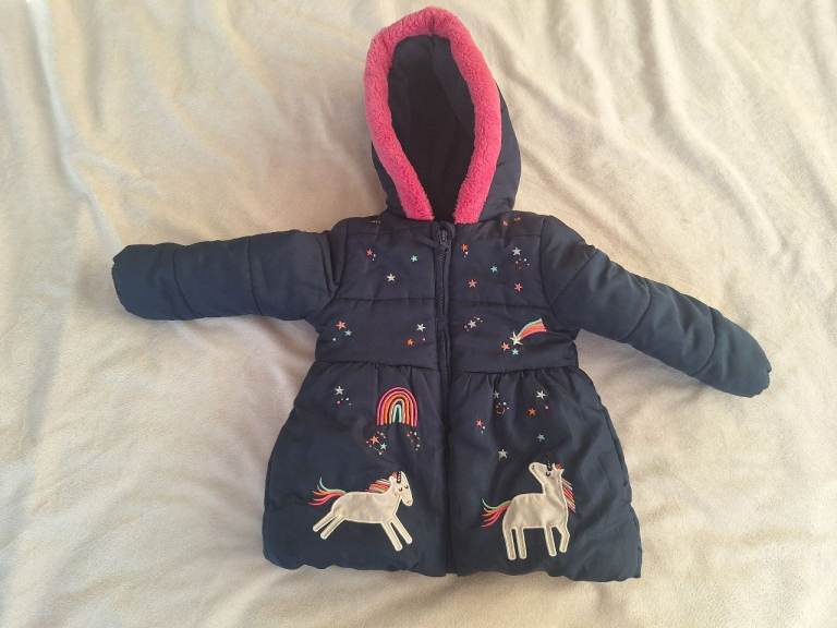 Blue Hooded Zip Fastening Unicorn Jacket Blue Zoo Size 18-24 Months 