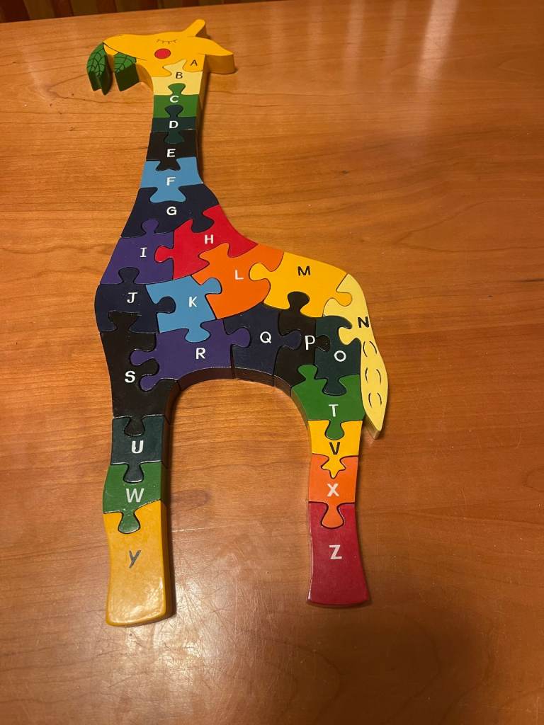 Puzzle,Giraffe,A-Z,Wooden,Kids,by Alphabet Jigsaws (17cm x 42cm x 2cm)
