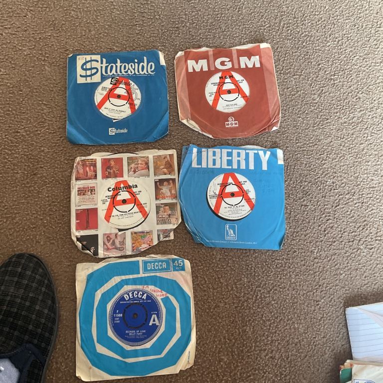 Collection of 5 Vintage 45 RPM Vinyl Records