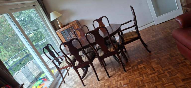 Set of 6 Wooden Dining Chairs and Dining Table– Fair Condition