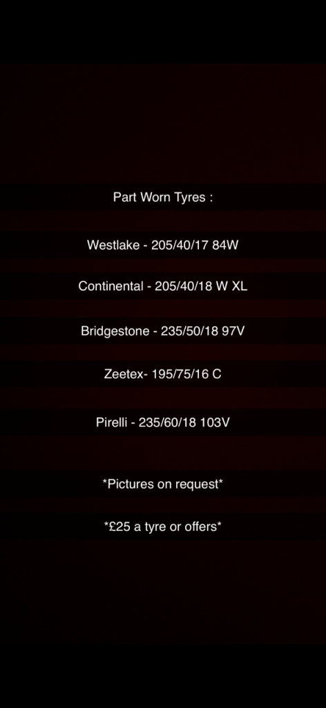 Part worn tyres 