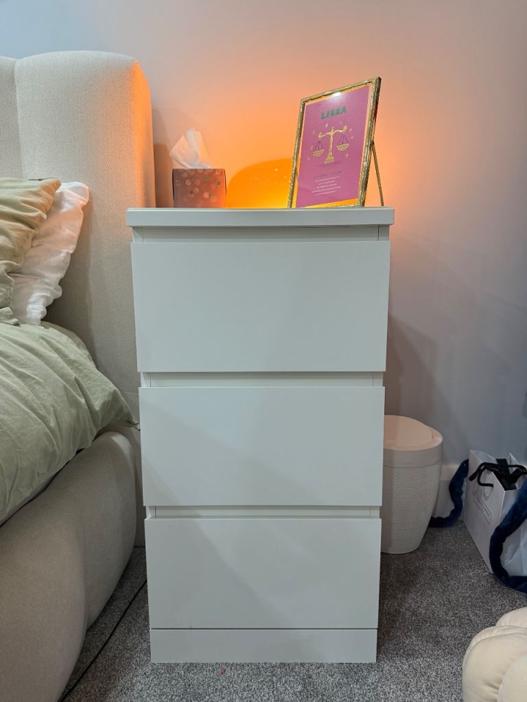 Ikea Malm 3-Drawer bedside table (new style)