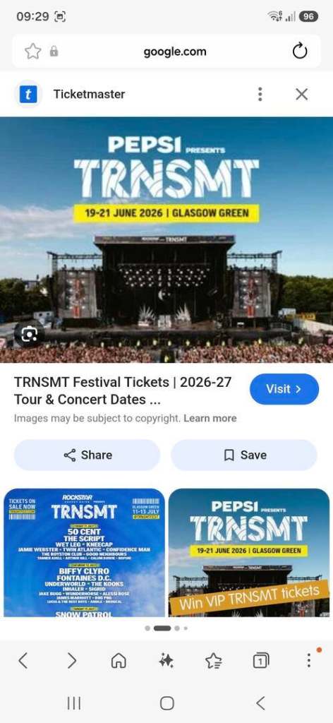 3 Sunday Only Transmit Tickets - Glasgow Green - Sunday 21st June