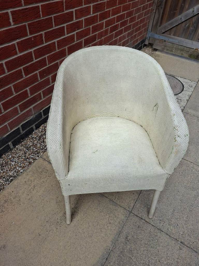 White Rattan Armchair – Well-Used but Sturdy