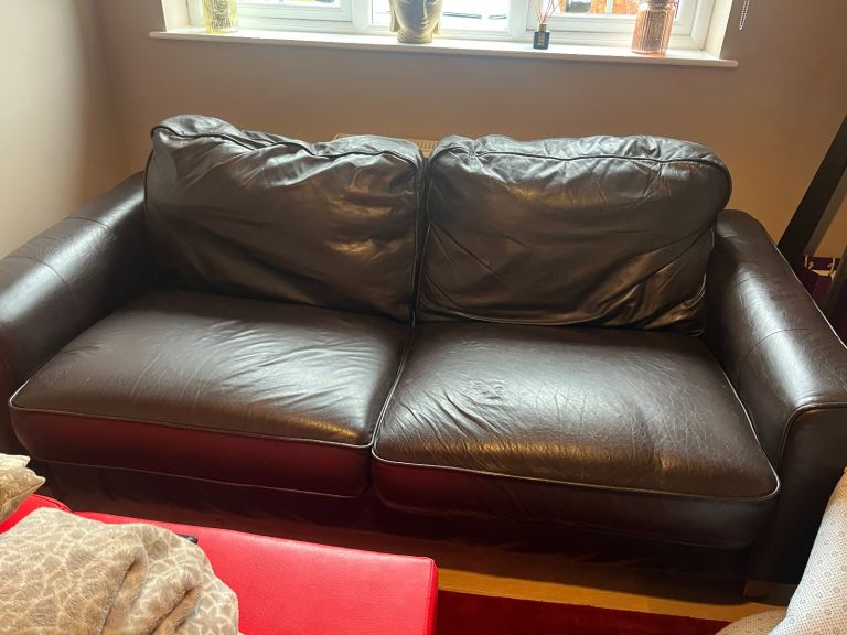 chocolate brown leather sofa