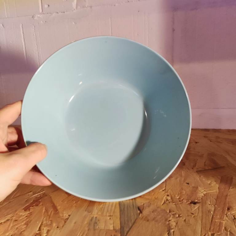 Snowhite Johnson Bros Made In England Ironstone Bowl Blue White Vintage 