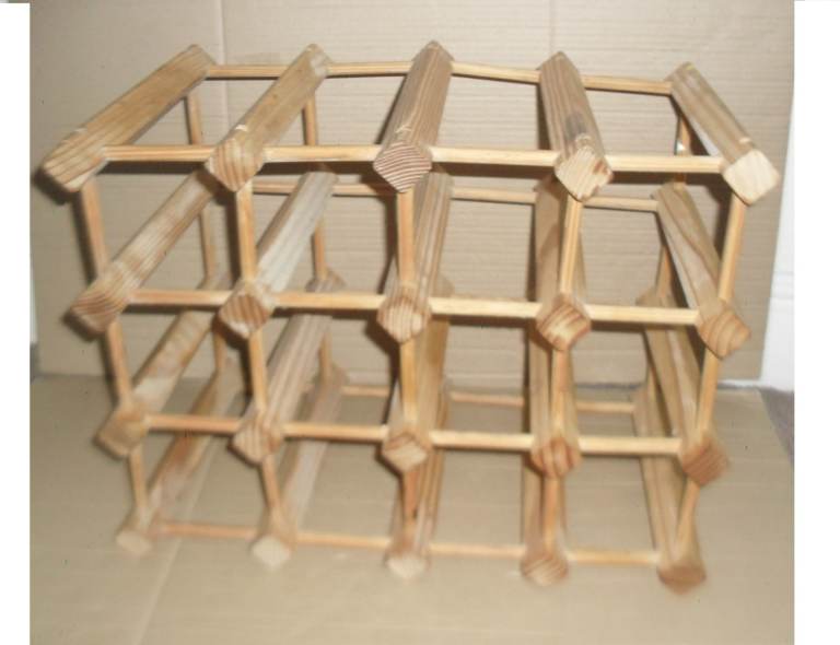 Wooden Wine Bottle Rack (Holds 12 bottles)
