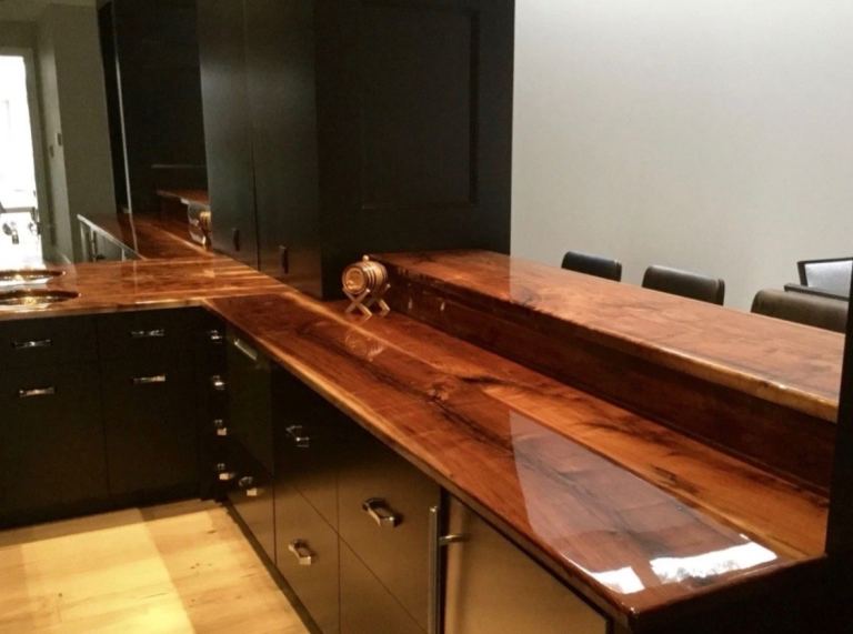 Kitchen worktop desk kitchen island hand made in oak walnut made in Scotland Big slab and ultra wide