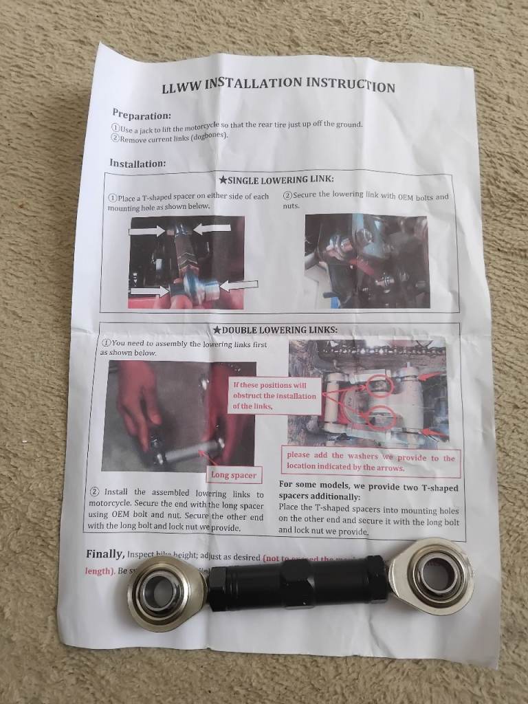 Honda VfR 800 motorcycle lowering link