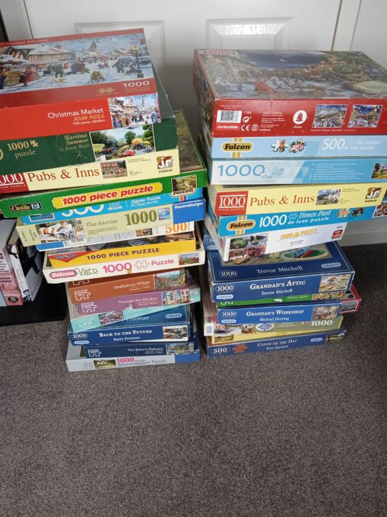 Large Bundle of 1000 Piece Jigsaw Puzzles - Good Condition