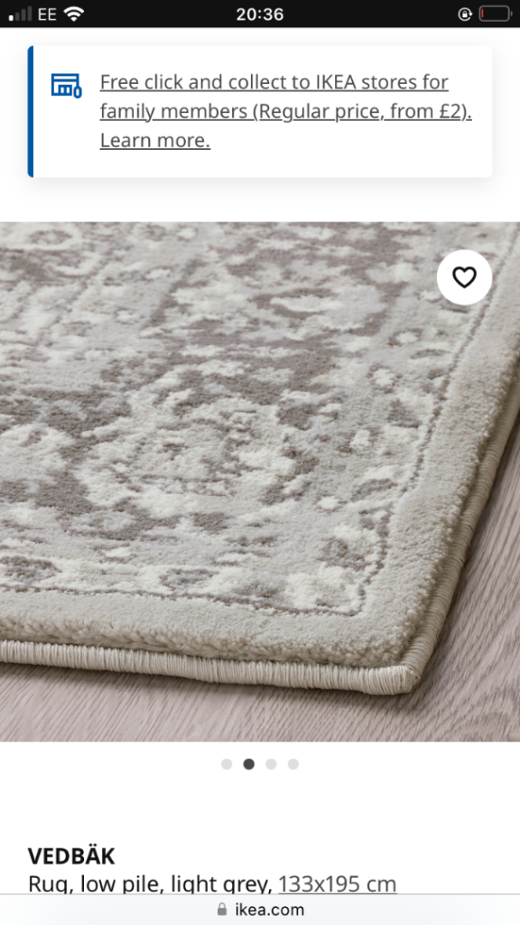 ikea vedbak light grey brand new rug