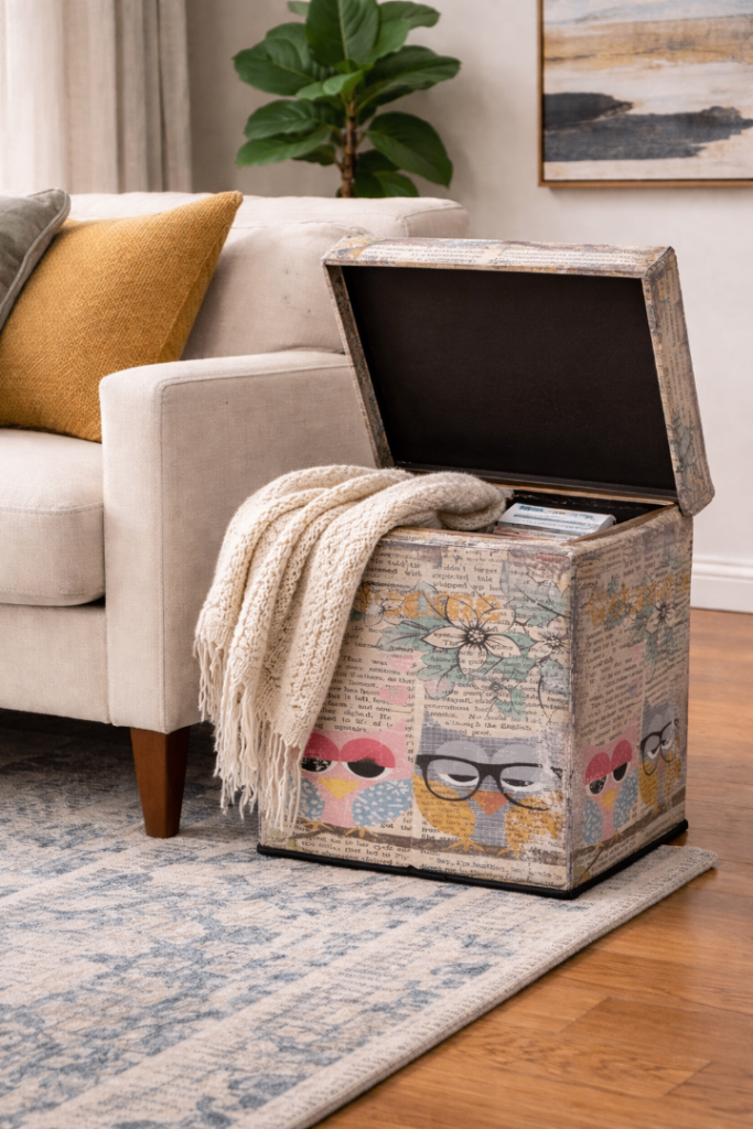 Faux Leather USA Storage Box / Seat