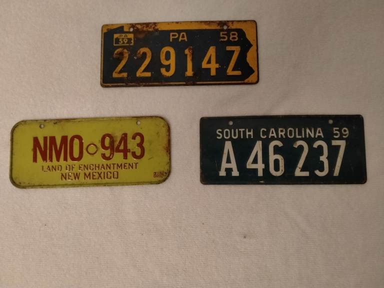 image for Vintage USA state  License Plates. New Mexico, Pennsylvania, South Carolina