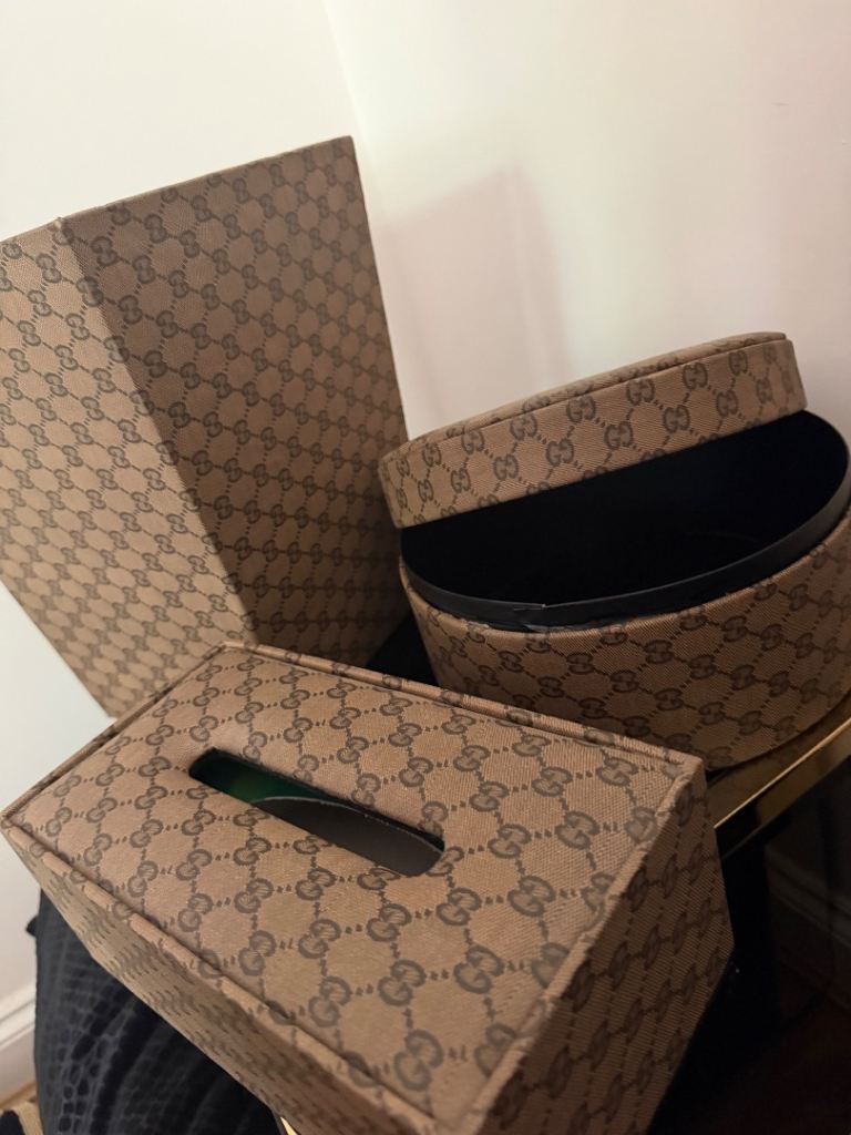Designer-Inspired 3-Piece Home Décor Set – Tissue Box, Storage Box & Waste Bin