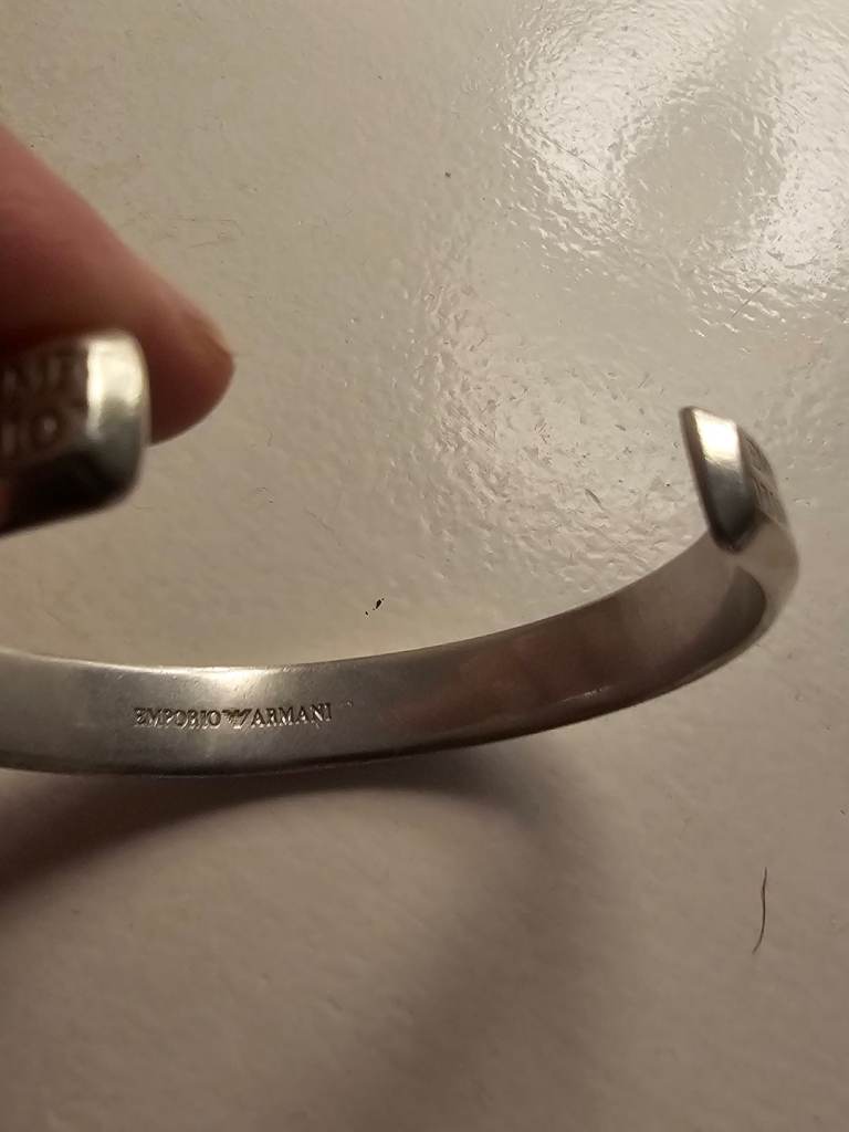 Rare Vintage Emporio Armani Bracelet 925 Solid Sterling Silver Cuff, Hallmarked
