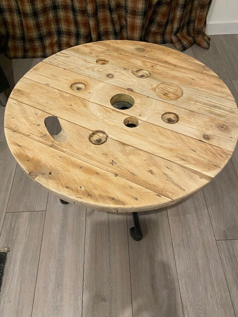 cable drum side coffee table homemade upcycled bespoke 