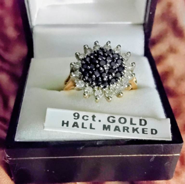  9ct Black and White Diamond Ring