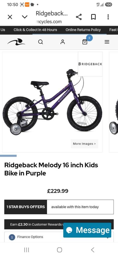 RIDGEBACK MELODY GIRLS BIKE 4 TO 6 YRS VGC COST £229 ACCEPT £40 NO OFFERS DARWEN BB3 0DU 