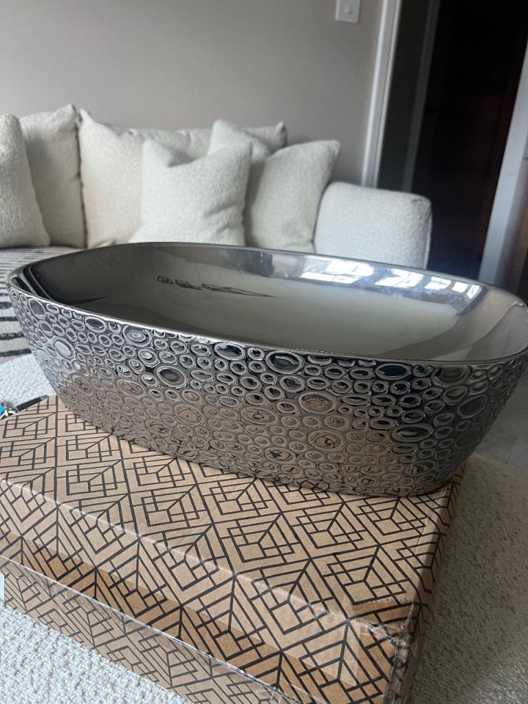 Modern Silver Metal Bathroom Sink Basin – brand New