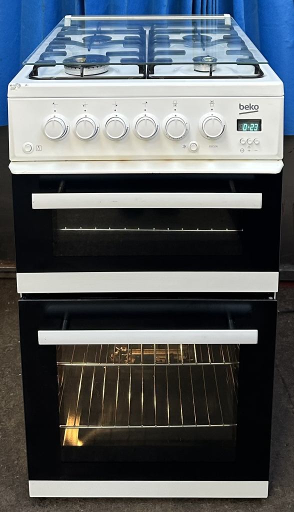Beko EDG506W 50cm Double Oven Gas Cooker - White 