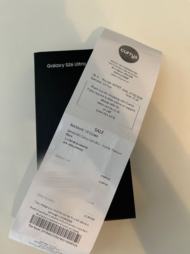 Samsung Galaxy S26 Ultra 512GB - Titanium Black, Brand New