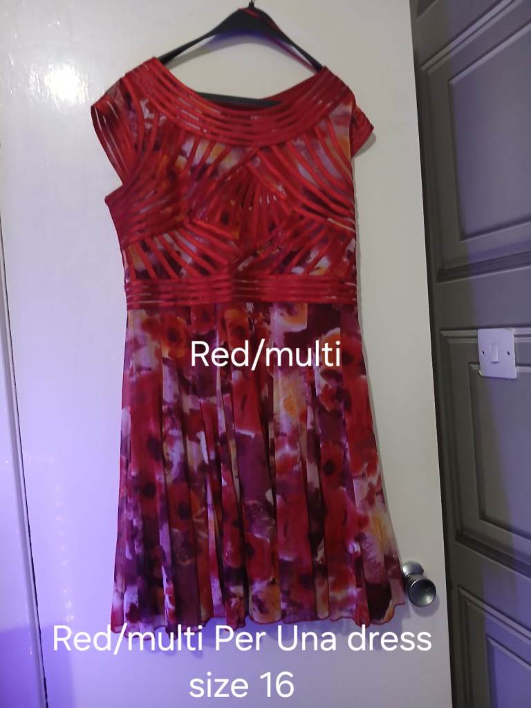 Per Una Red/Multi Dress – Size 16, Good Condition