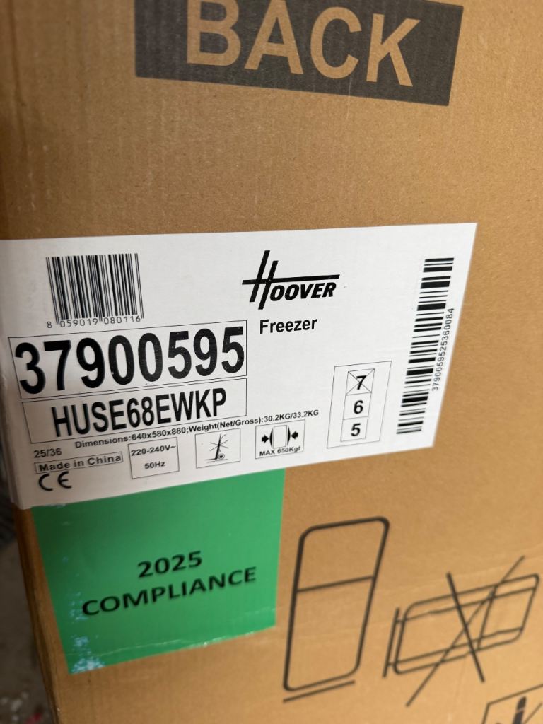 Hoover Integrated undercounter Freezer NEW