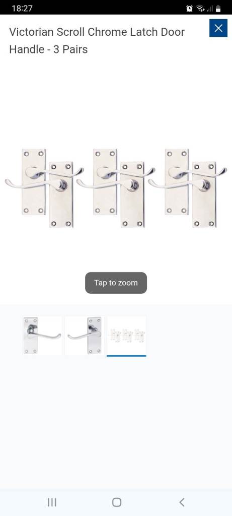 Victorian Scroll Chrome Latch Door Handles – 2 Pairs, Brand New