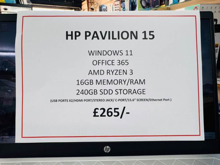 HP Pavilion 15 15.6" Laptop 16GB RAM 240GB SSD Windows 11 Good Working Condition