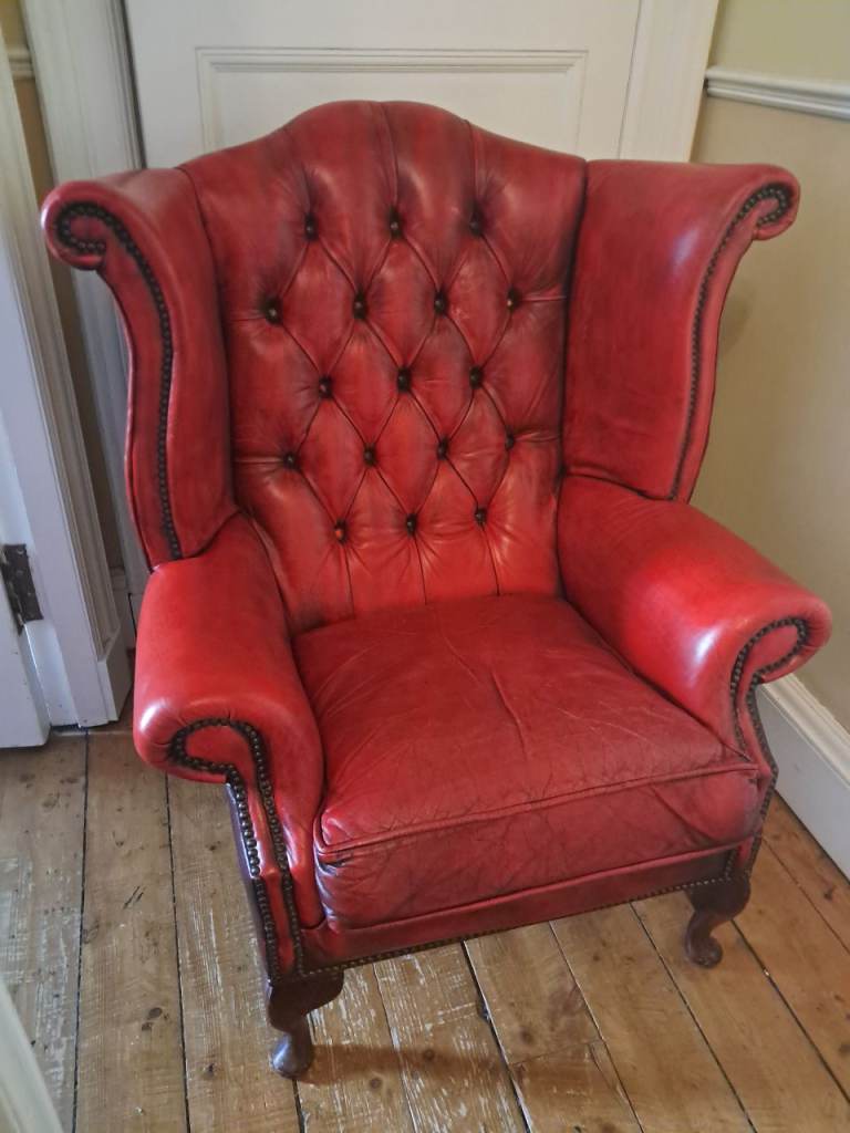 Statement vintage maroon leather Chesterfield chair **fixed price**