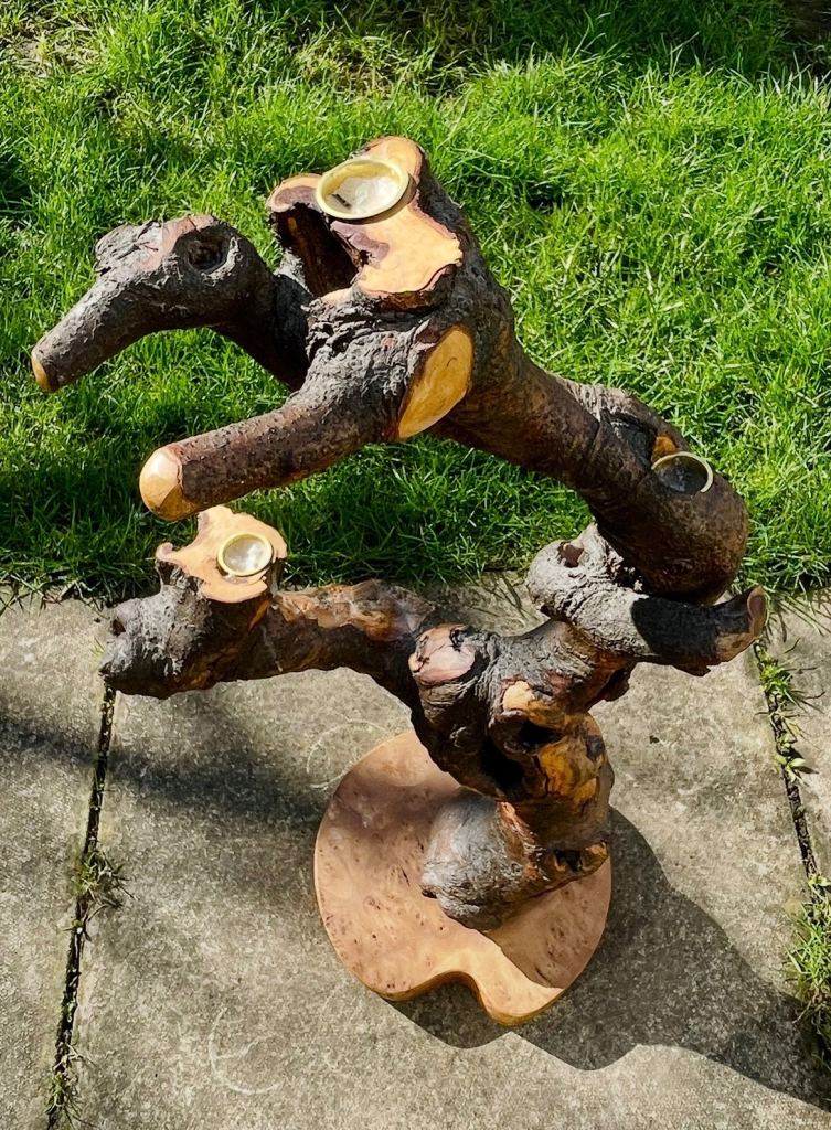 HANDCRAFTED RUSTIC SOLID WOOD CANDLE(S) HOLDER