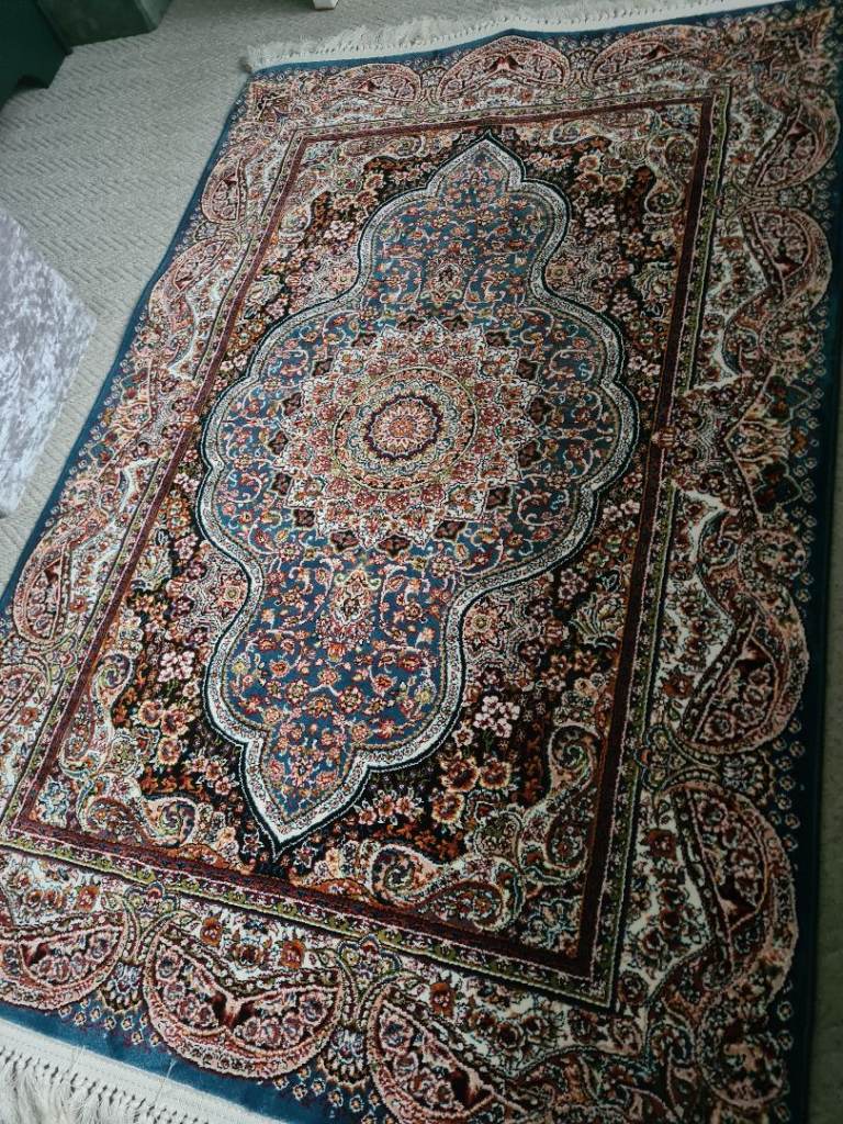 luxury traditional style  azure blue persian style rug for sale 