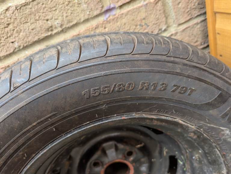  Pair of 13" Steel Wheels with Tyres - 155/80 R13 79T