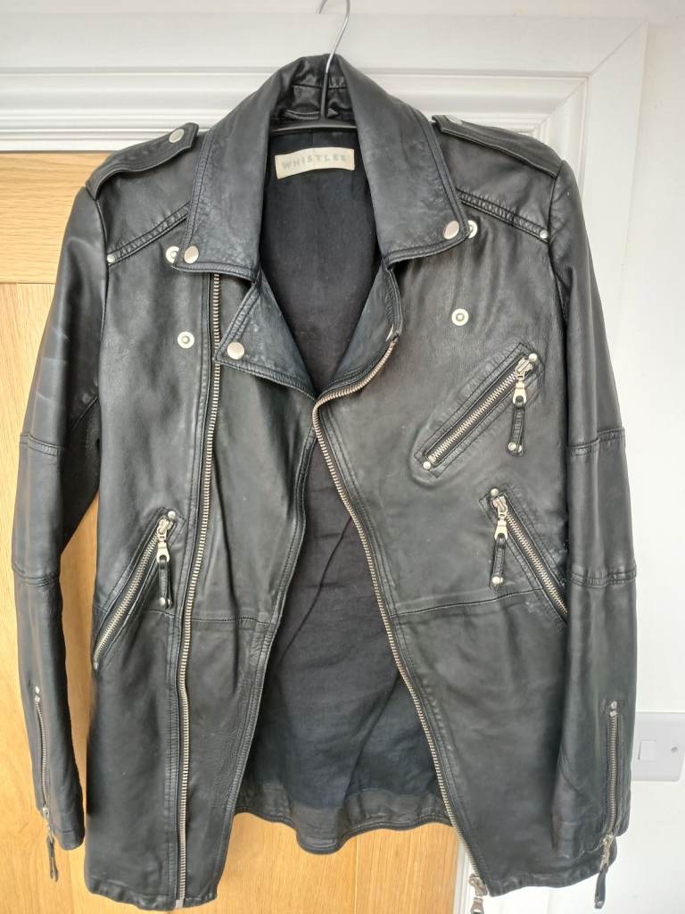 Whistles Belted Agnes Biker Jacket S UK 8 10 Black Leather New RRP £349