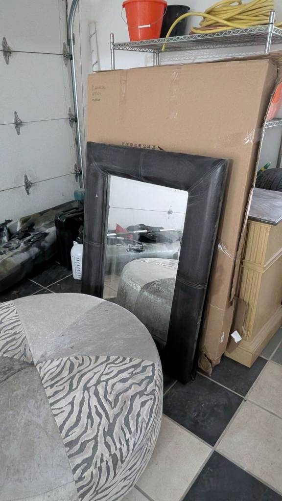 Leather edged mirror - 105 x 80cm