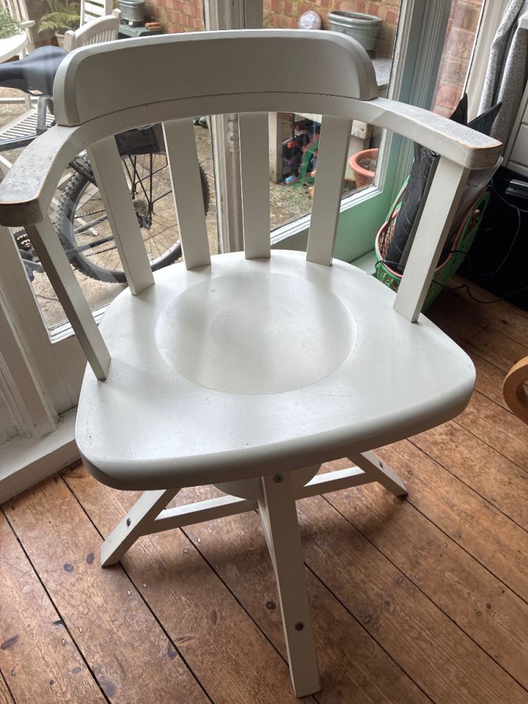 White Wooden height adjustable desk Chair