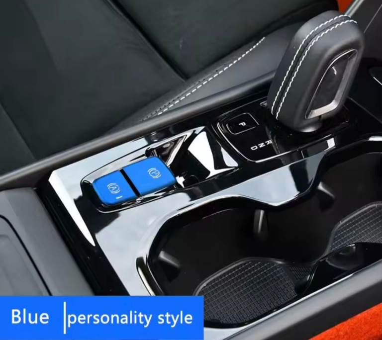 VOLVO XC40 2019-2026 Blue Metal Button Covers & Glass Screen Protector 