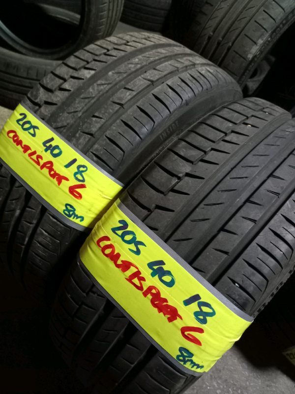 Matching pair 205 40 18 contispoty6 tyres as new £100 pair fits & bal 