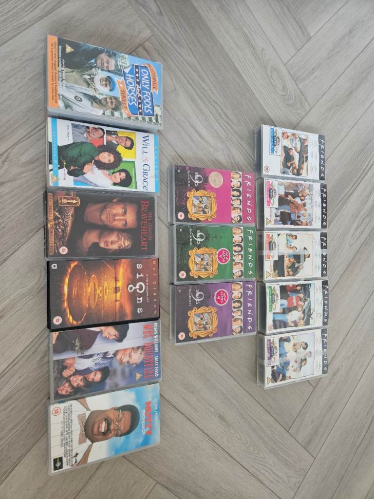 Selection of VHS tapes Friends, Nutty Professor, Mrs Doubtfire, Only fools and horses