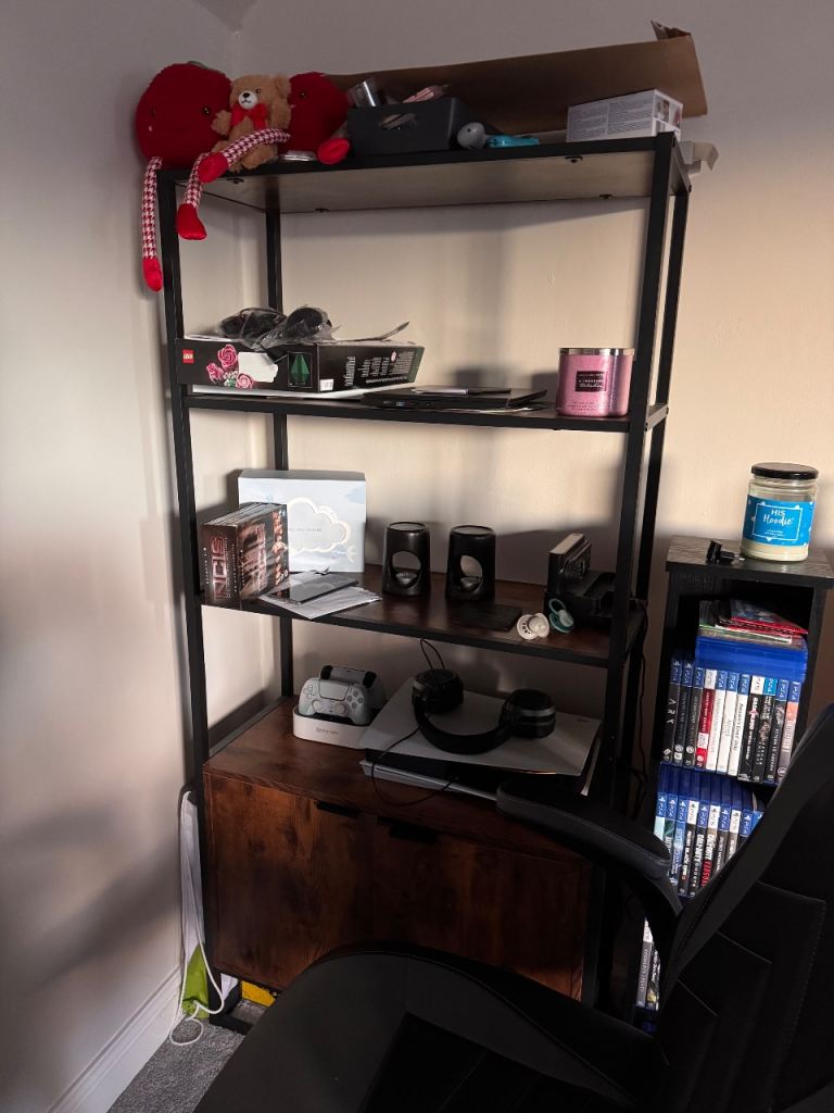 Industrial Style Bookcase with Storage Cupboard – Good Condition