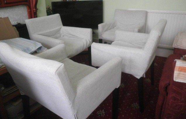 Ikea Chairs – Set of 4 with Armrest, Upholstered - Grey