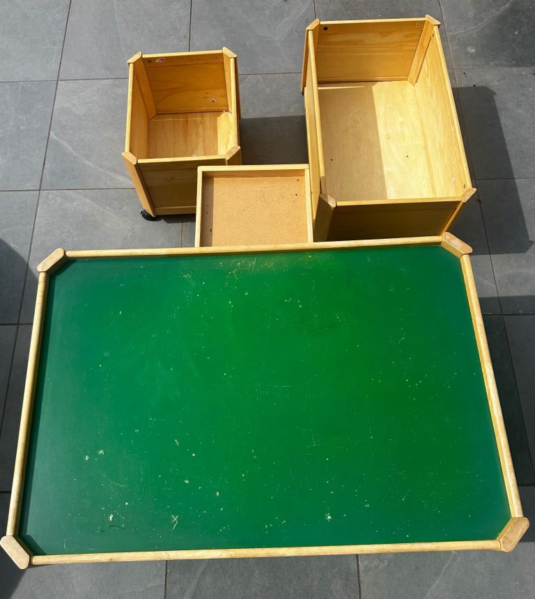 Wooden Train table with 3 drawers 