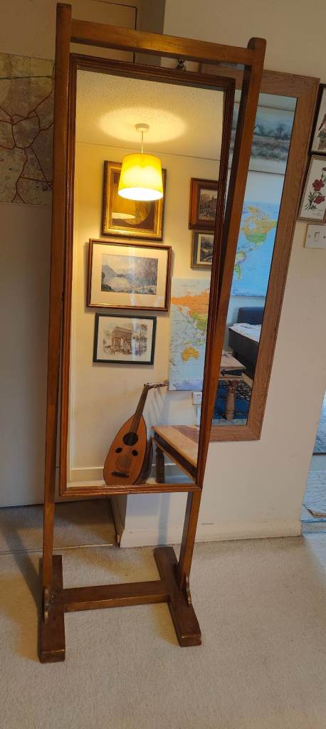 Solid antique Cheval Standing Mirror 