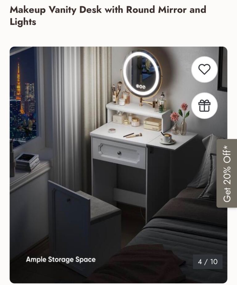 Makeup Vanity Desk with LED Mirror & Stool – Brand New
