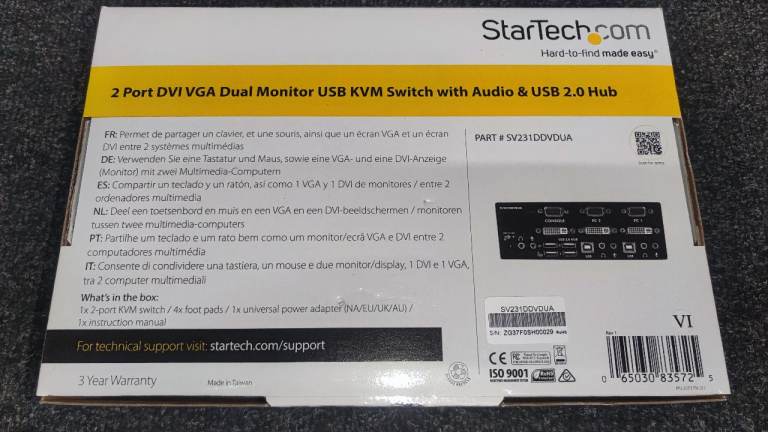 2 port DVI VGA Dual Monitor USB Switch with Audio & USB 2.0 HUB Brand New