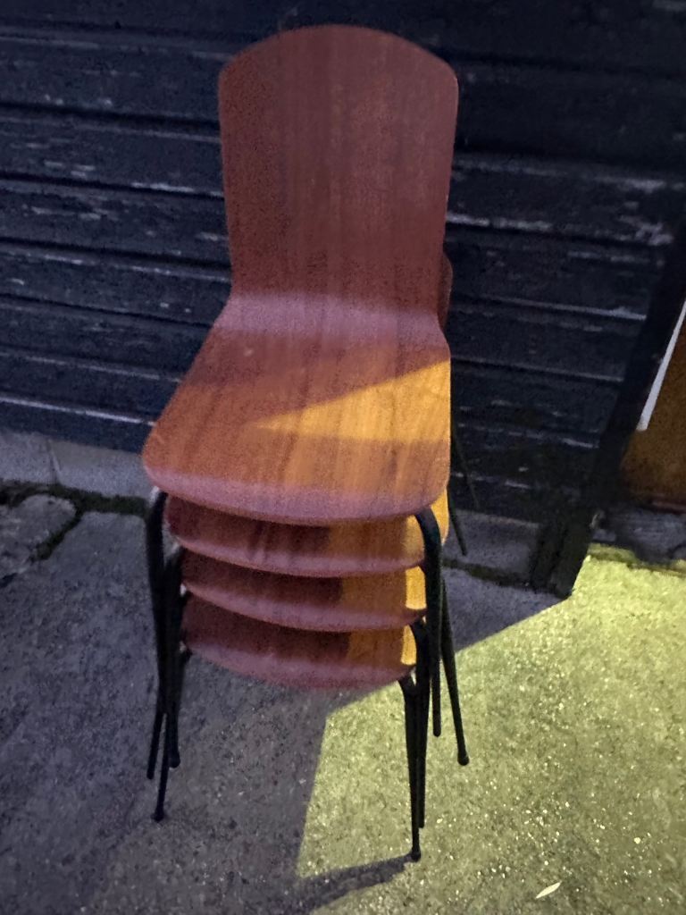 Vintage retro mid century modern MCM stacking kitchen dining chairs x 2 4