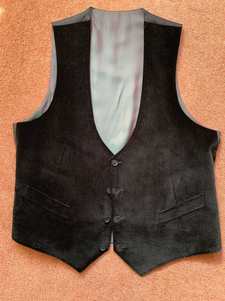 Men’s Waistcoat in Black Velveteen  - 38”/40” Chest - Like New